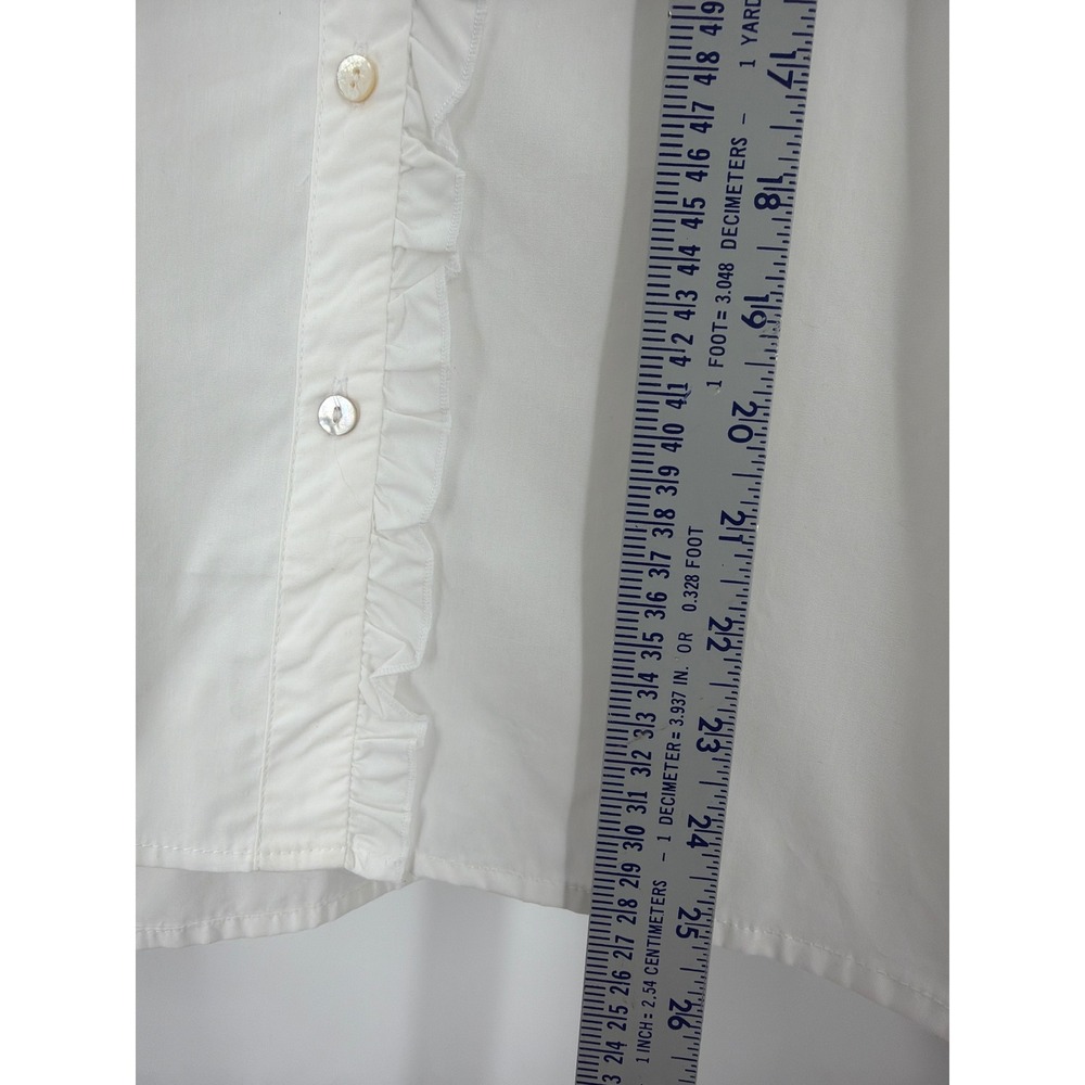 Hester & Orchard Lg White Ruffle Lace‎ Sleeve Button Down Peasant Blouse Cottage - Picture 4 of 8